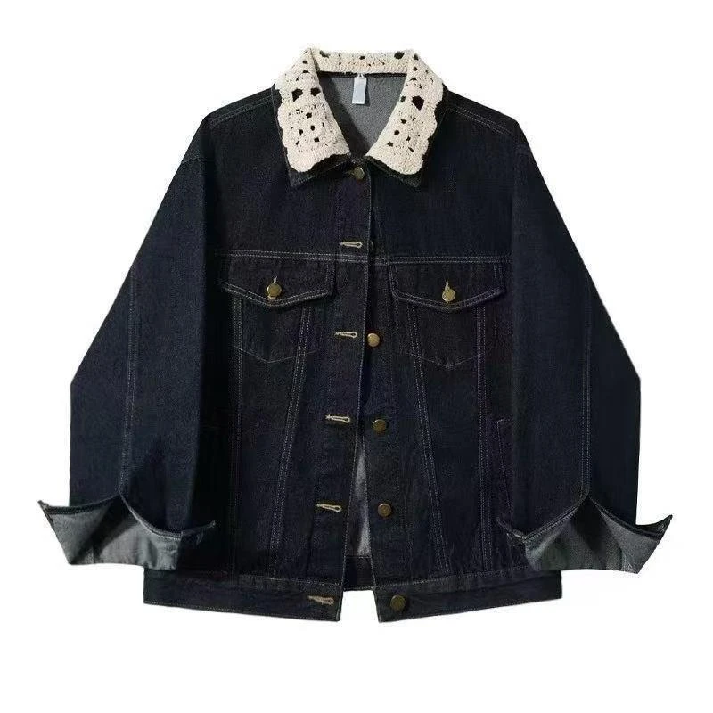 拼接蕾丝设计感牛仔外套气质时尚小众大码女装短外套99306