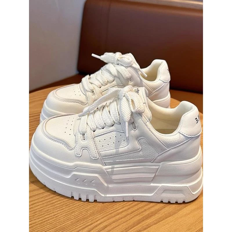 真皮厚底小白鞋女款2025秋季新款百搭牛皮板鞋透气休闲运动鞋