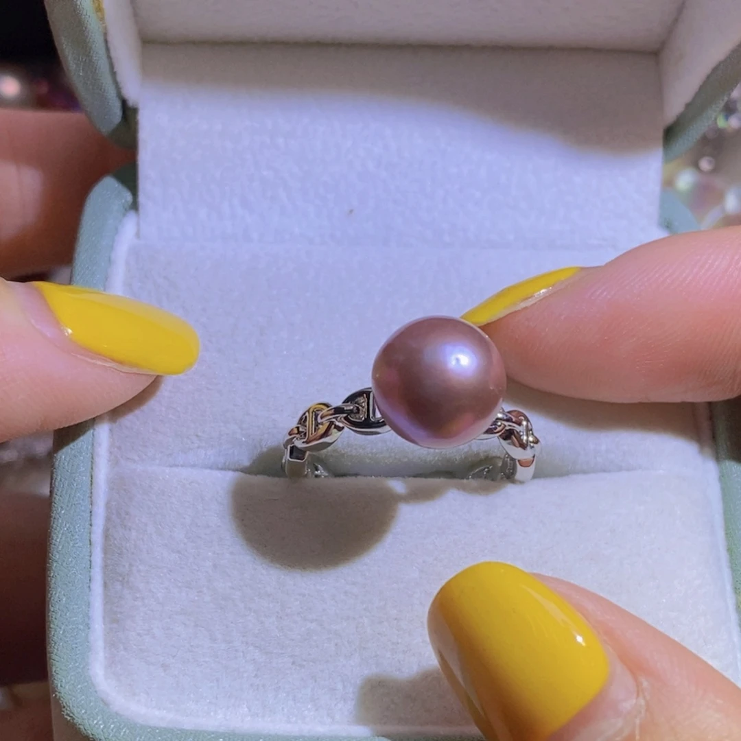 银S925镶嵌淡水珍珠微瑕