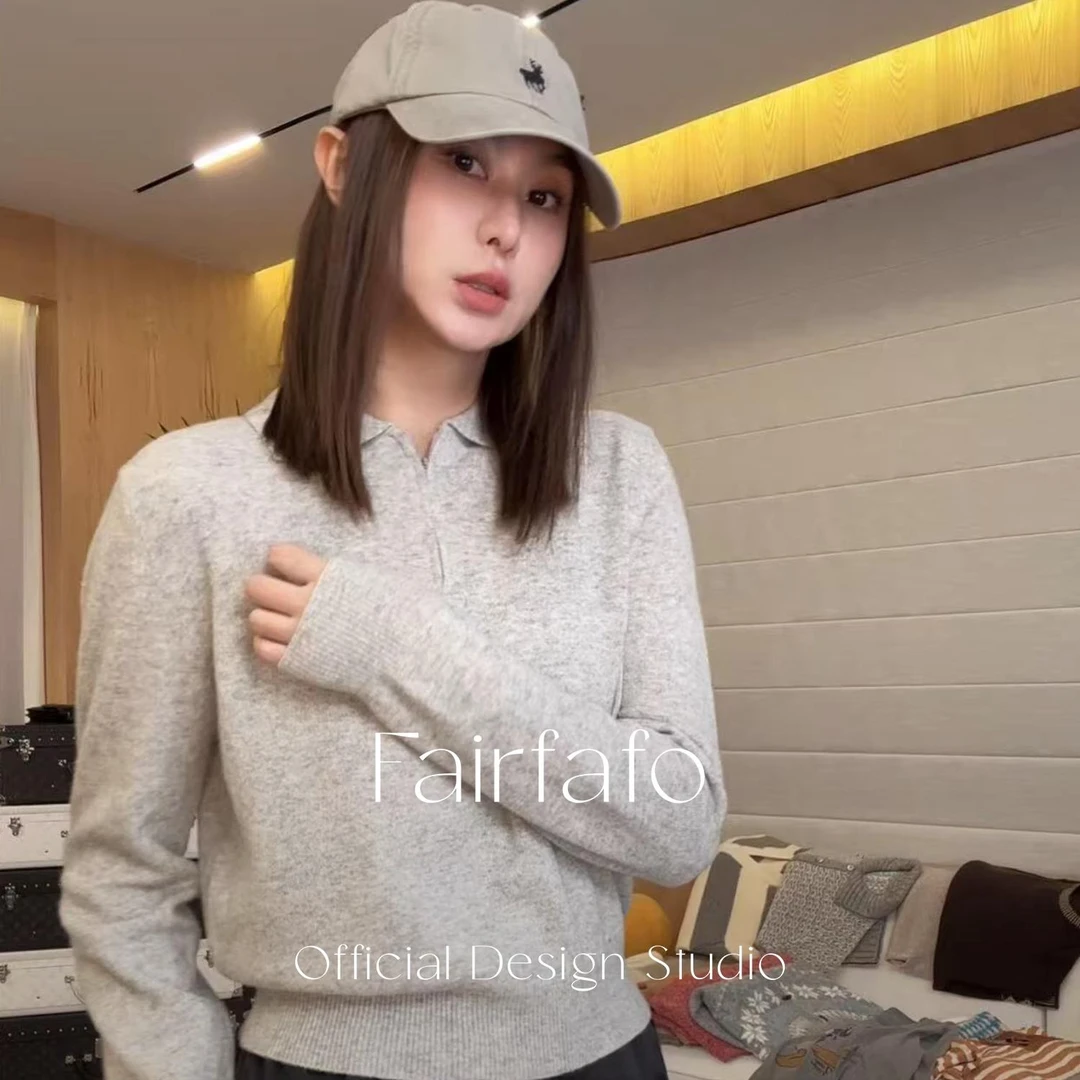 【100%绵羊毛拉链POLO领针织衫】MKMY59058秋冬新款高级极简风毛衣