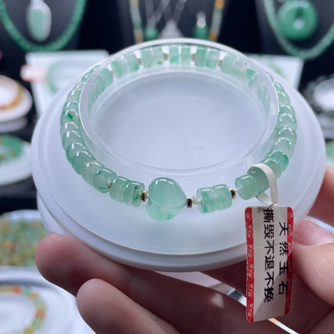 石英质玉（非洲翠）合金手串