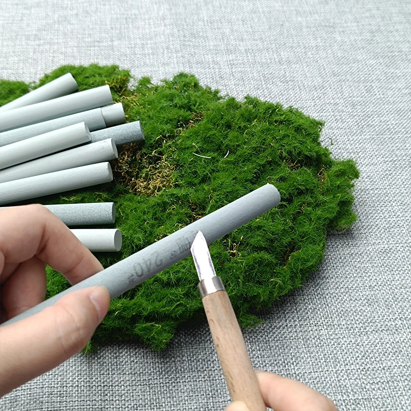 圆形精磨油石条小圆棒木工磨刀石两用绿碳化硅油石圆条半圆打磨器