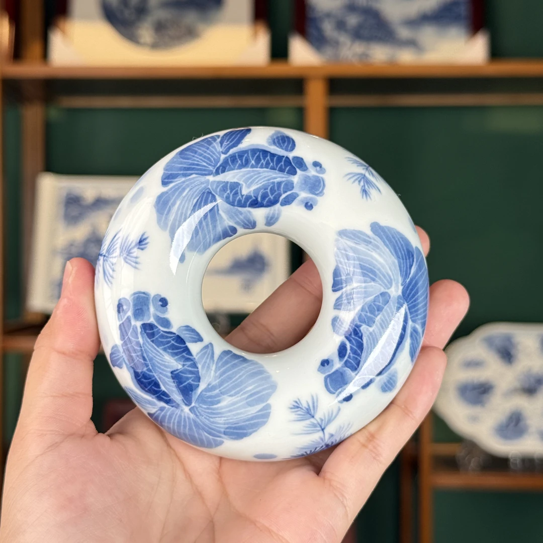 【沫染枫月】金鱼大甜甜圈盖置主人杯茶具陶瓷