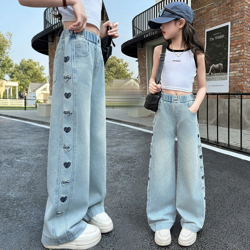 女童牛仔裤春装2025新款洋气儿童宽松裤子大童女孩休闲直筒阔腿裤