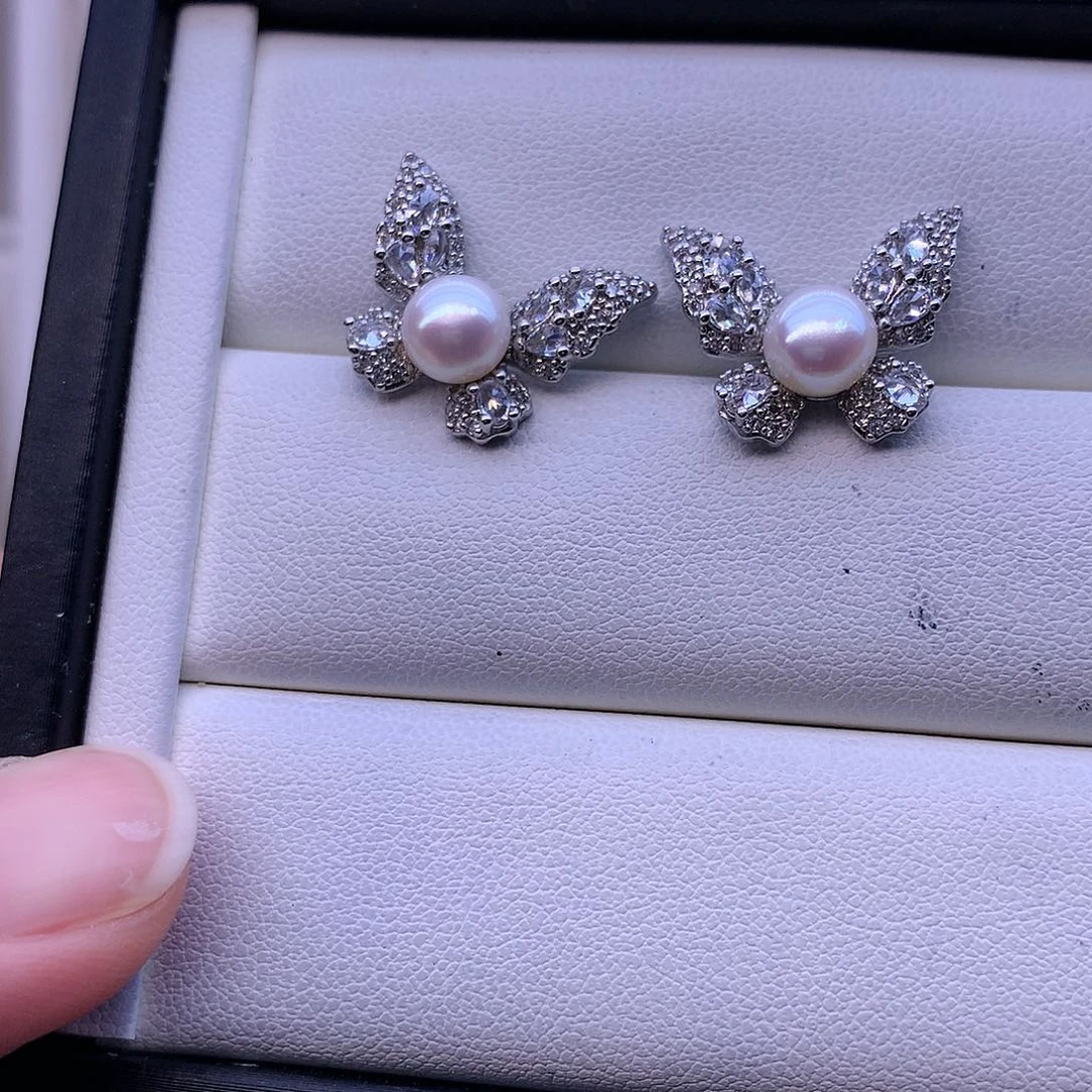 淡水珍珠耳饰合金