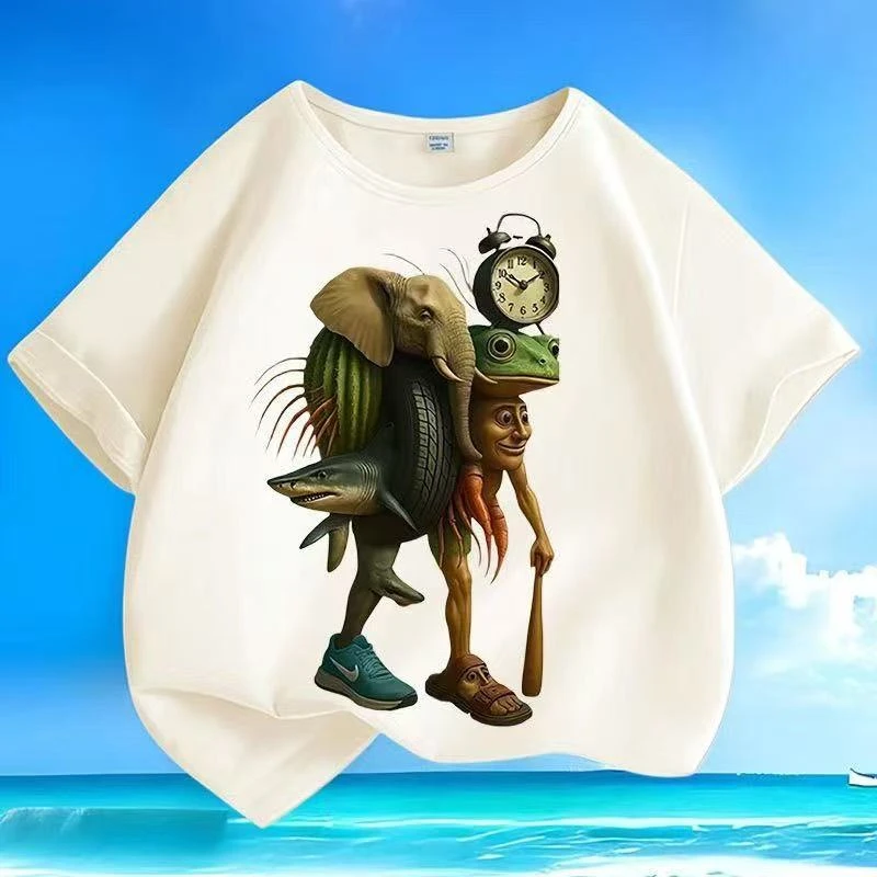 国外山海经通通哥木棍人童装潮牌周边衣服儿童短袖T恤打底衫上衣