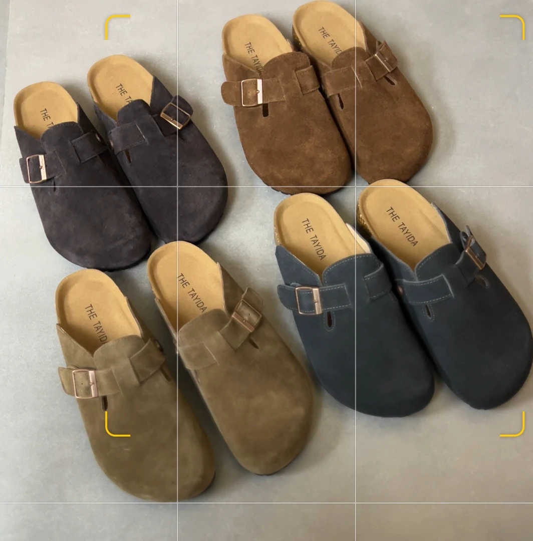 绝了！美得一批~复古真皮软木底牛皮博肯拖3669-2/B4