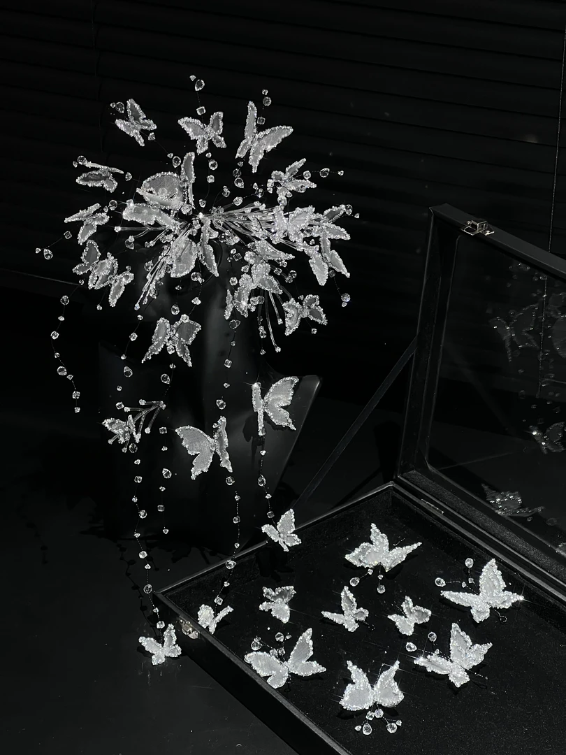 06022金钻新娘水晶仙女风蝴蝶发饰新娘发夹轻奢甜美气质配饰2025