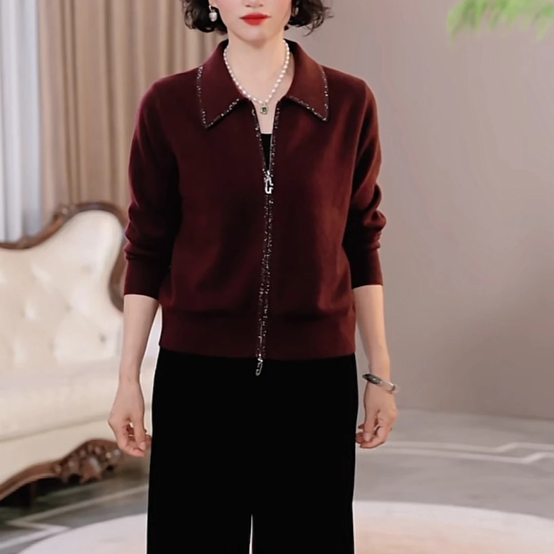 【秋】年轻妈妈秋针织外套2025新款洋气中老年女装春秋季上衣服