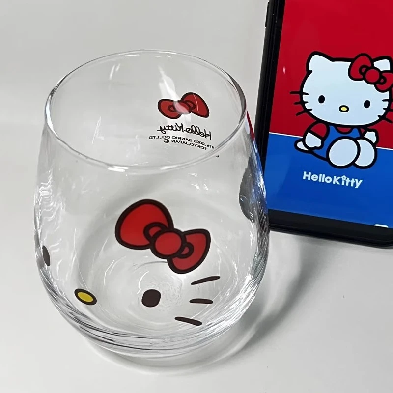 hellokitty杯子玻璃杯女高颜值水杯家用耐高温透明牛奶杯早餐用JY