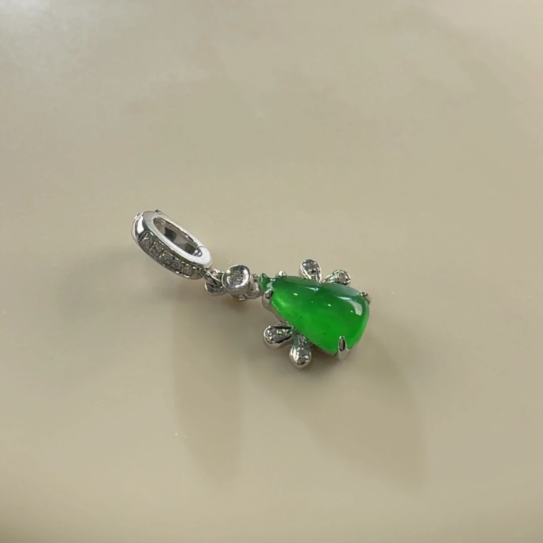 翡翠手链18K金镶嵌冰绿葫芦小滴溜