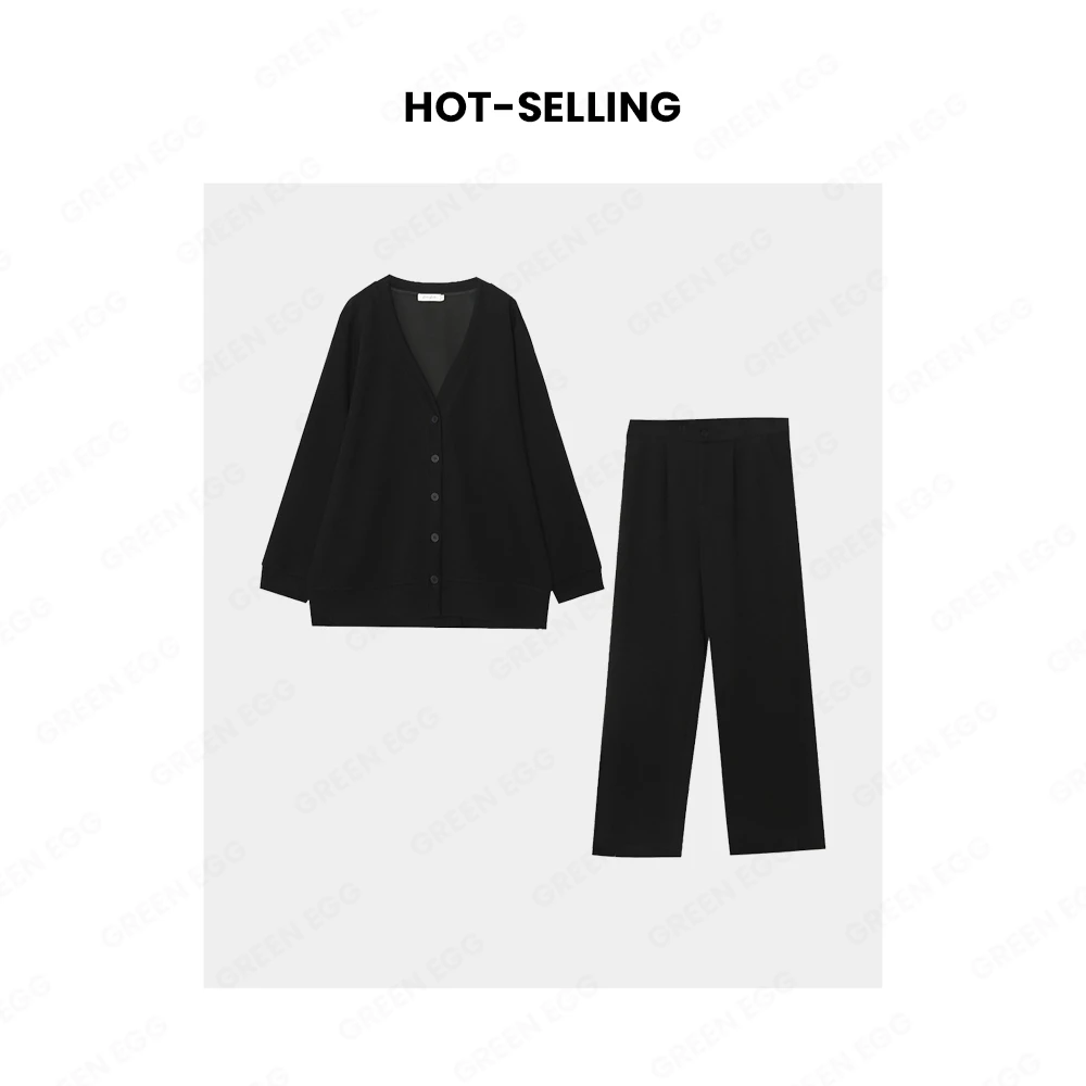 【年末大清清】W1234韩版学院风通勤开衫套装 气质两件套