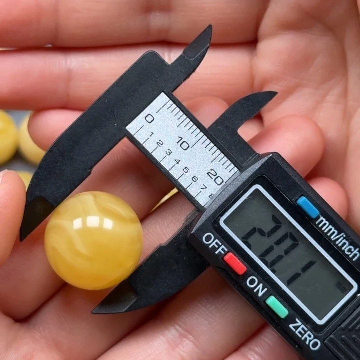 未镶嵌琥珀珠宝奇石玲*俄料鸡油黄妖花蜜蜡单珠