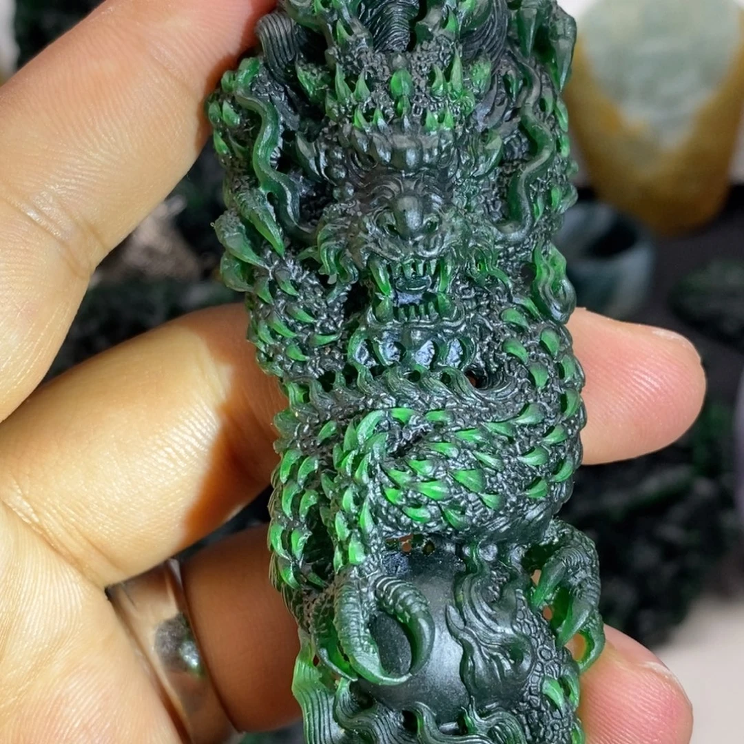定制翡翠未镶嵌天然翡翠A货龙柱