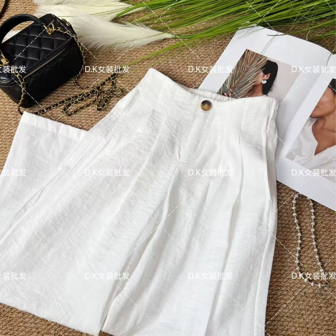 【现货+运费险】高腰莱赛尔亚麻阔腿裤夏季慵懒风垂感显瘦长裤