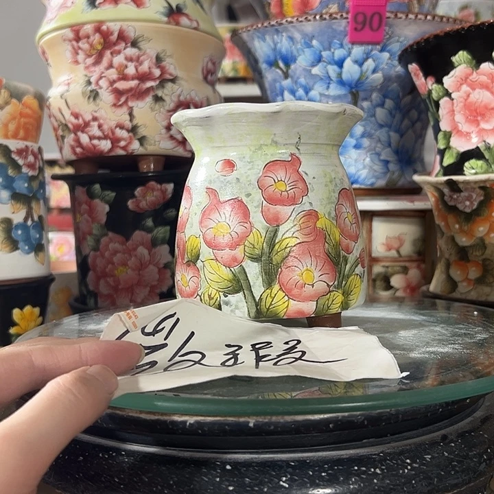 景德镇手绘花盆 满38包邮
