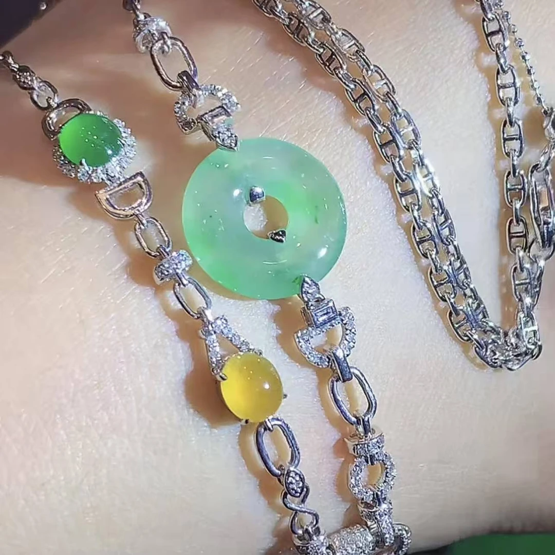 18K 翡翠A货翡翠项链  SY  多样性发其一