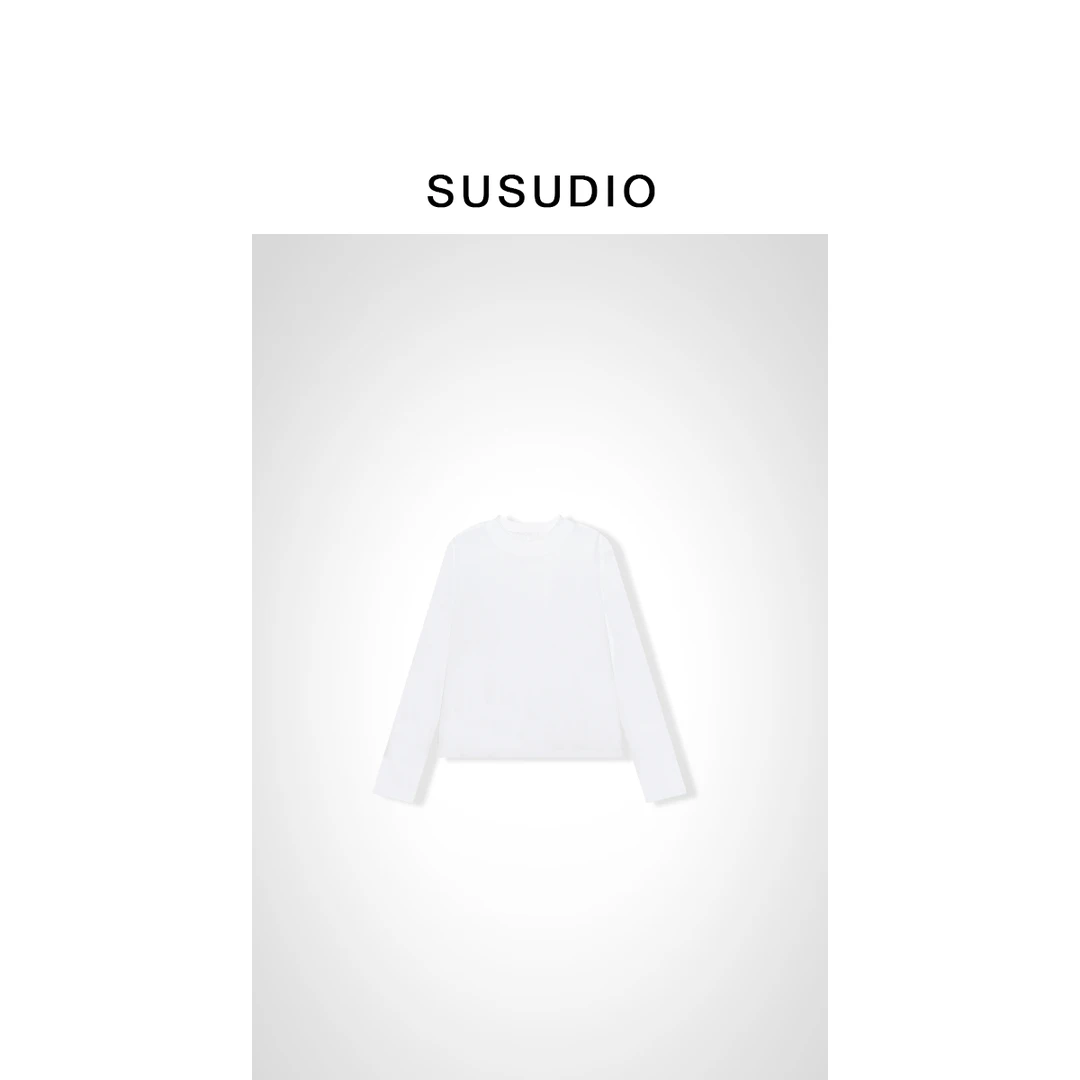 SUSUDIO① 纯色雅致 新款百搭纯色圆领长袖T恤 10022