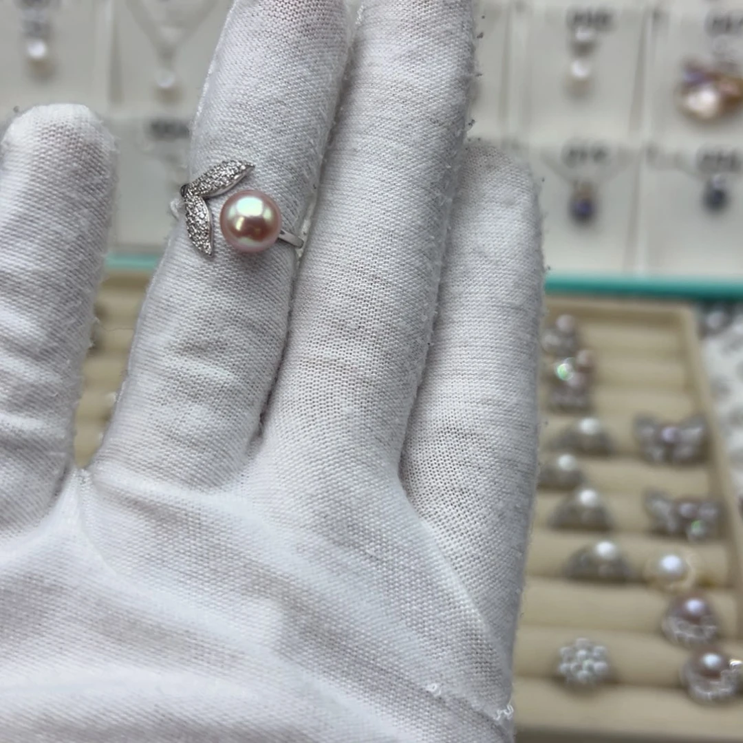 淡水珍珠珍珠银S925镶嵌夏**荷