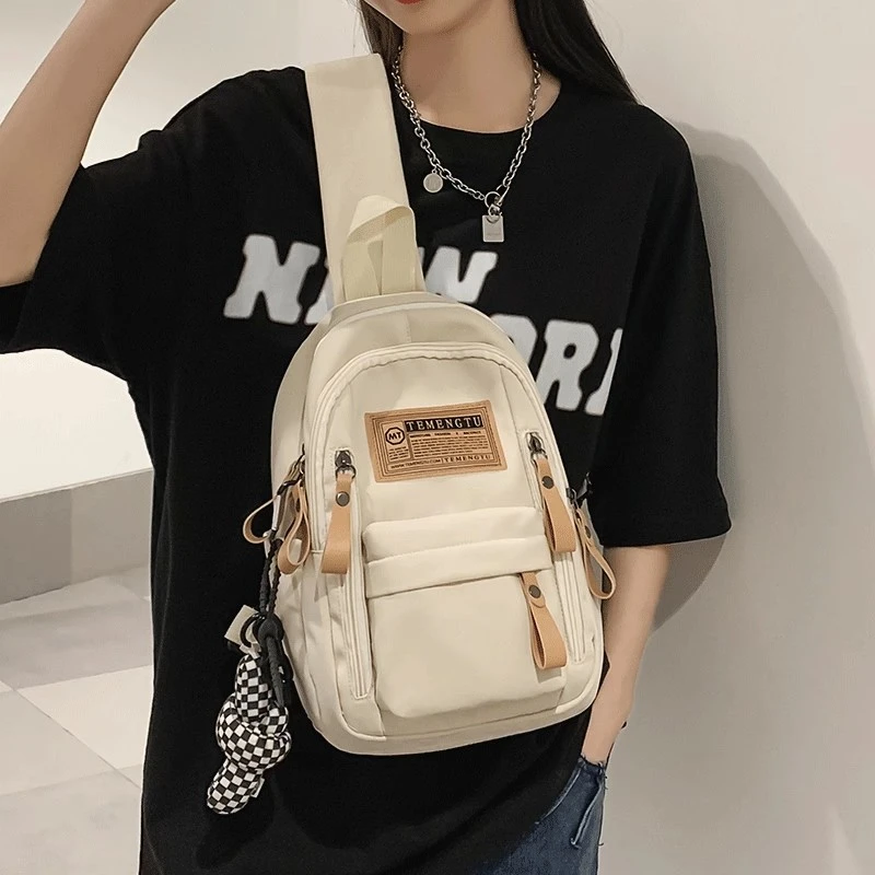 CKWU胸包女工装机能休闲帆布旅行背包男学生大容量运动斜挎包