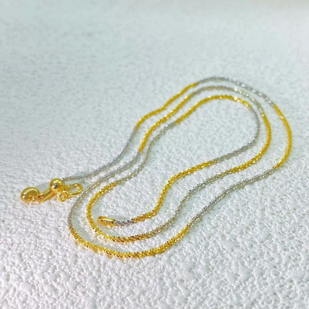 银河系｜18k金进口意大利双色爆闪项链1190#50cm可调节