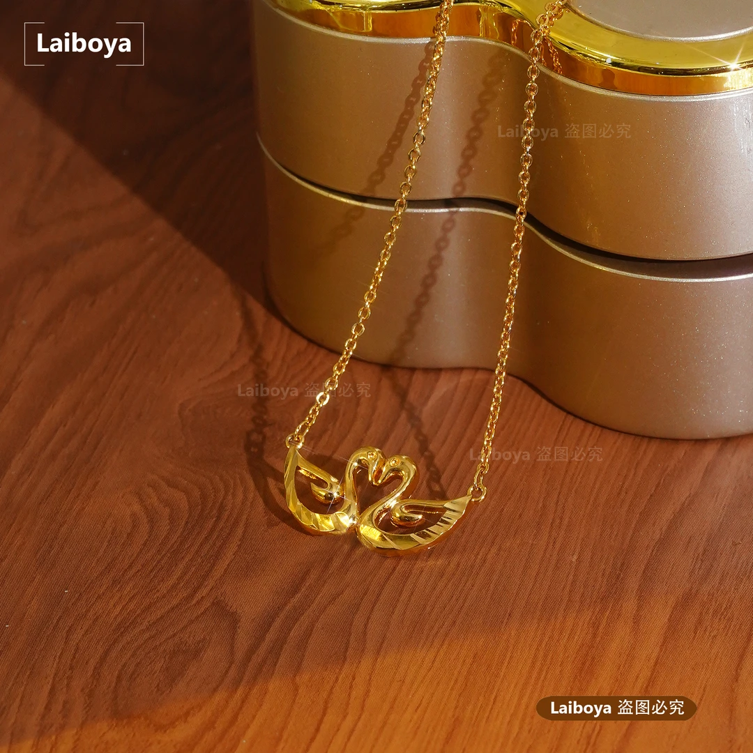 铜合金项链 成双成对  七夕情侣天鹅项链金色精致轻奢气质