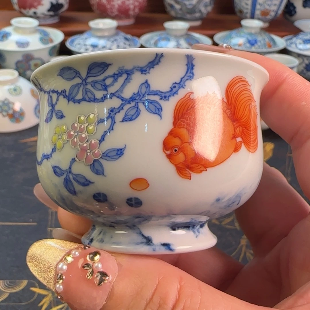 瓷片金鱼炉式杯杯杯热水