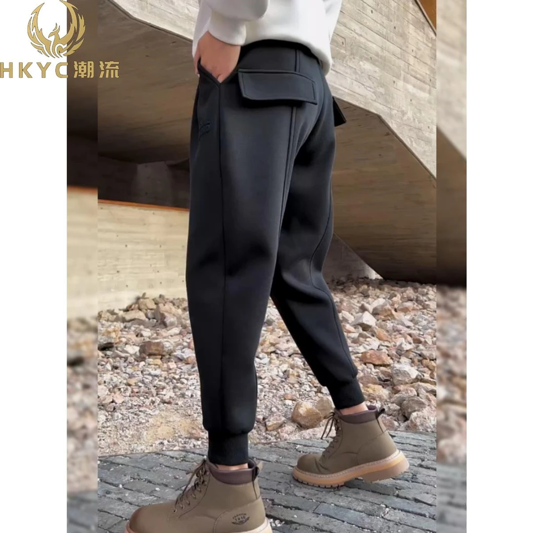 HKYC秋冬新款卫裤男百搭哈伦裤男士宽松束脚裤加绒加厚运动休闲裤