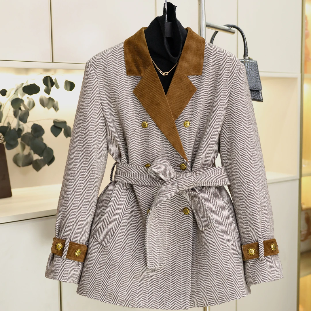 2025新款冬季羊毛西装羽绒服外套高端气质显瘦外套上衣