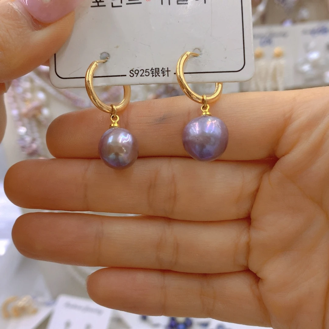 淡水珍珠耳饰银S925镶嵌