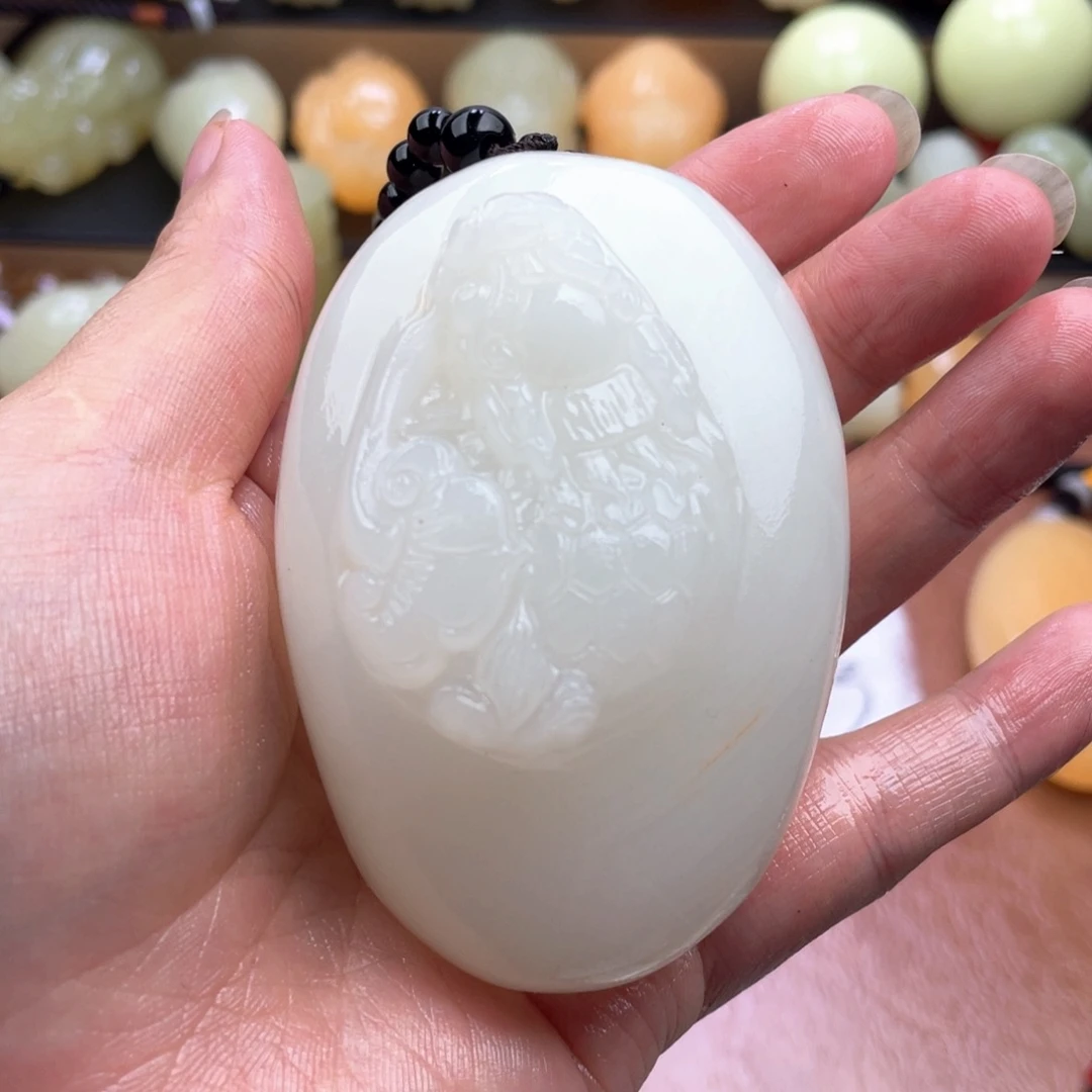 用***1石材天然古青石手把件