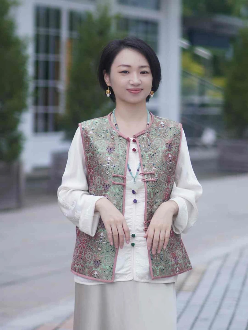 【卷草石榴纹】韩如艺新中式蜀锦盘扣无袖马甲唐装改良汉服上衣