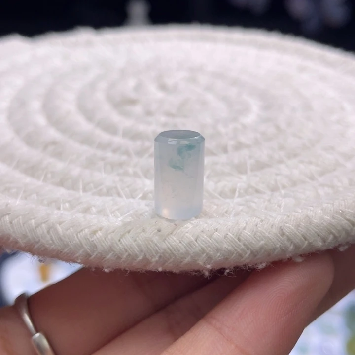 散珠翡翠冰飘蓝花桶珠卡12.5-7.6mm