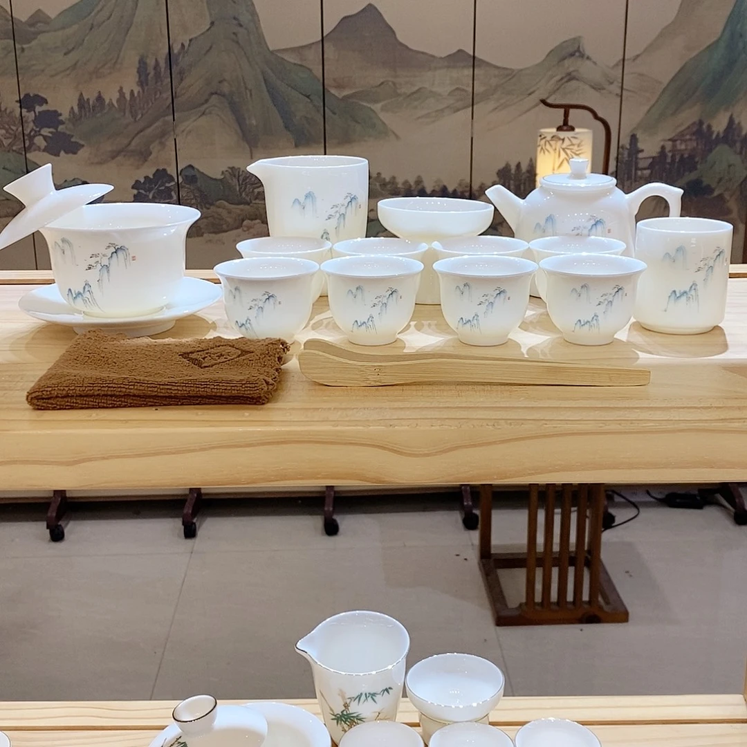 【墨城】羊脂玉瓷高山流水16头