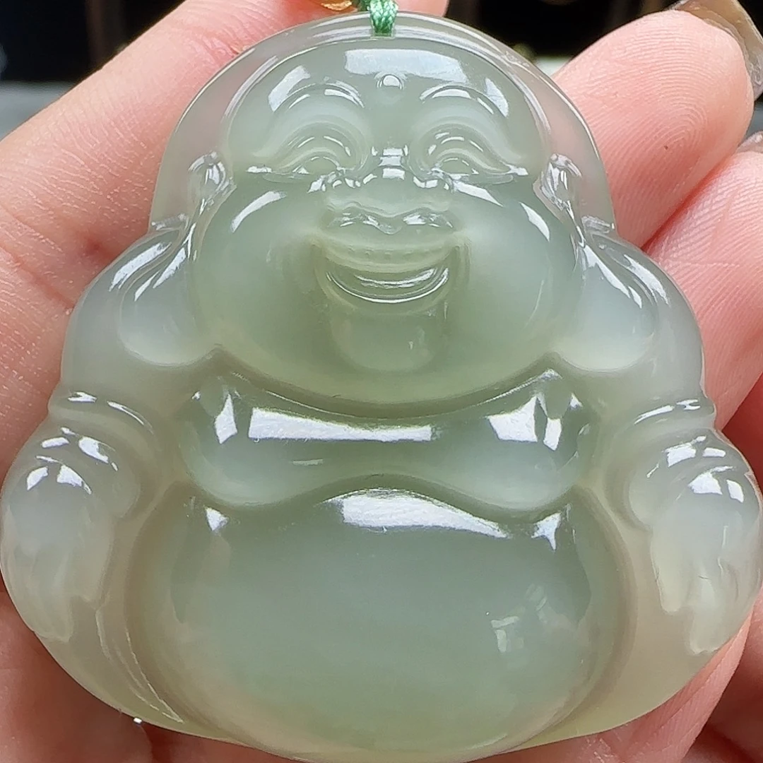 和田玉18K金镶嵌吊坠(赠链)