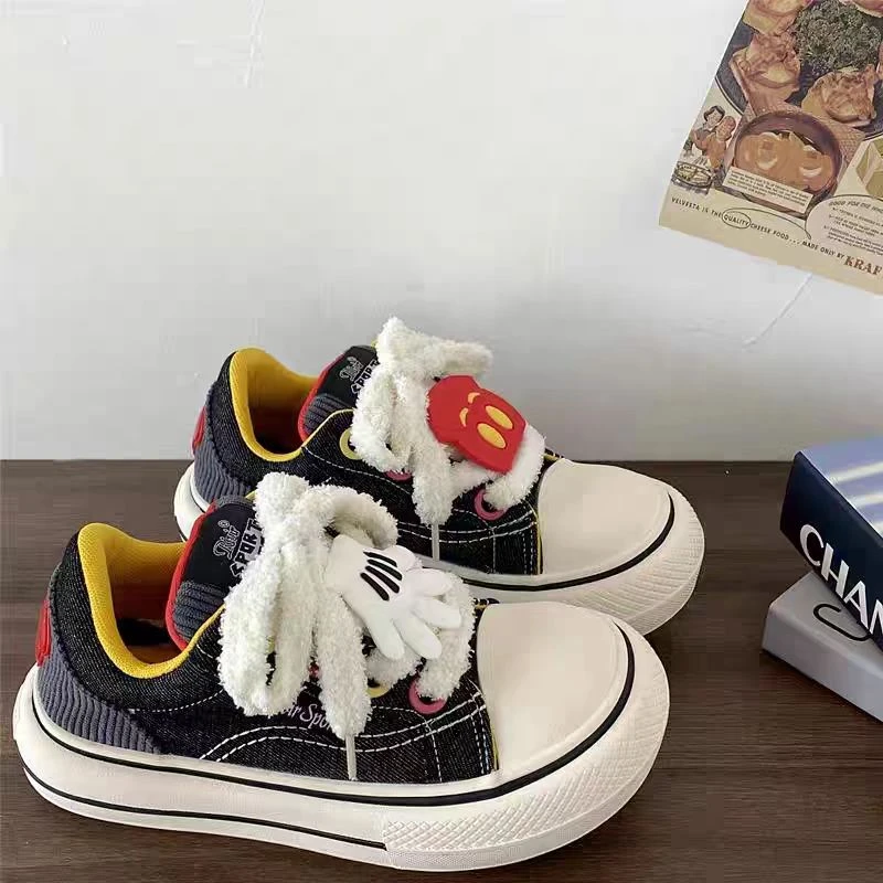 韩国丑萌大头帆布鞋女2025新款春秋百搭厚底板鞋学生休闲鞋子潮