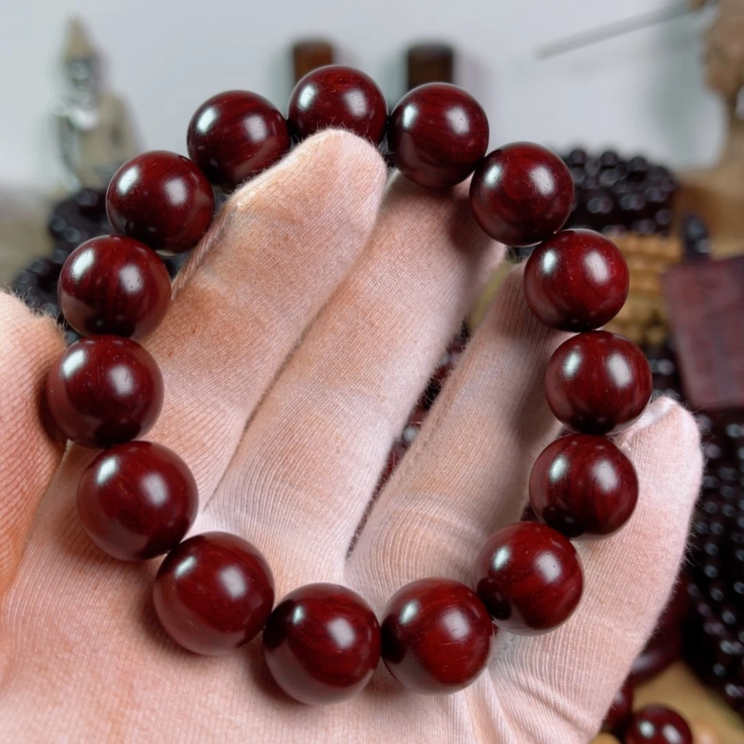 小叶紫檀手串/手链1.5高油润鱼鳞金星材质细腻