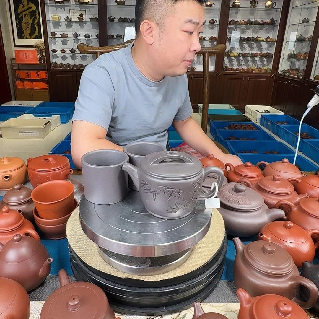 茶壶紫砂汉瓦天青2杯