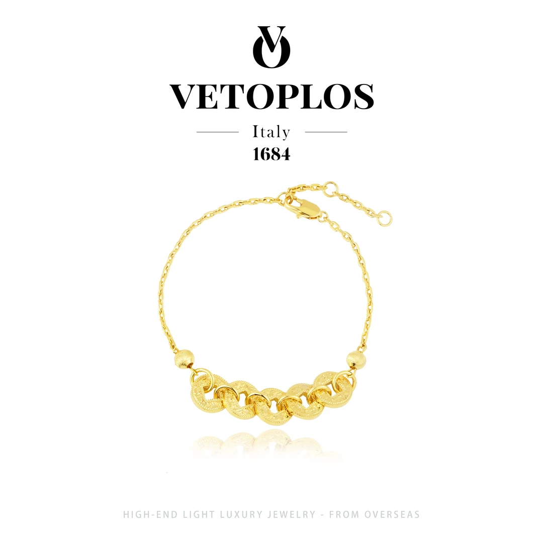 镀k金【吉祥五帝钱】vetopols轻奢金色钱币手链F0041