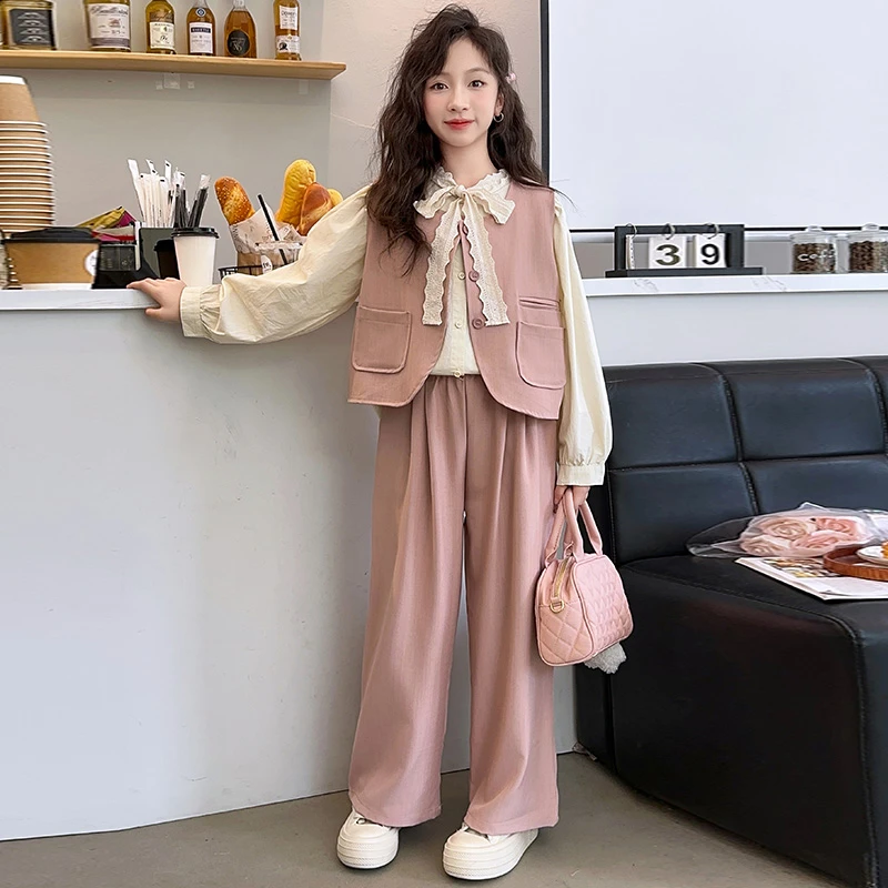 女童秋装小香风套装2025新款女大童时髦洋气儿童春秋季休闲三件套