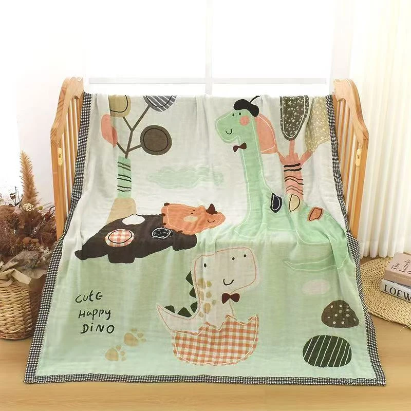 【恐龙聚会】120*150cm亲肤家用柔软透气多层纱布面包被