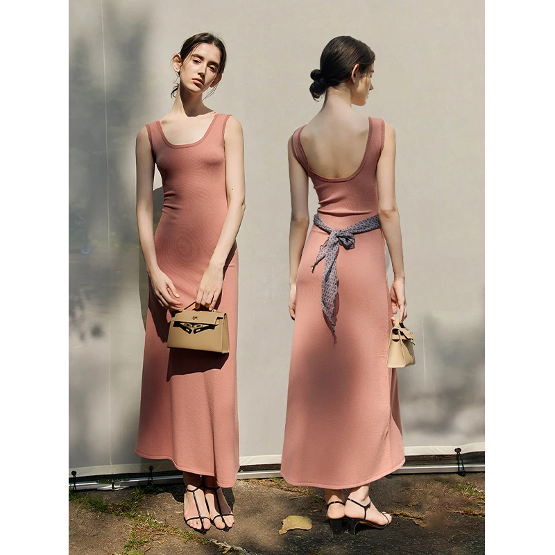 Mix Selection｜冰丝麻修身伞摆连衣裙2025夏季法式轻奢MSAJQ0185