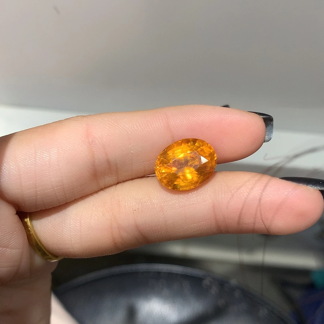 蓝宝石裸石未镶嵌天然金黄色金丝雀9.15ct