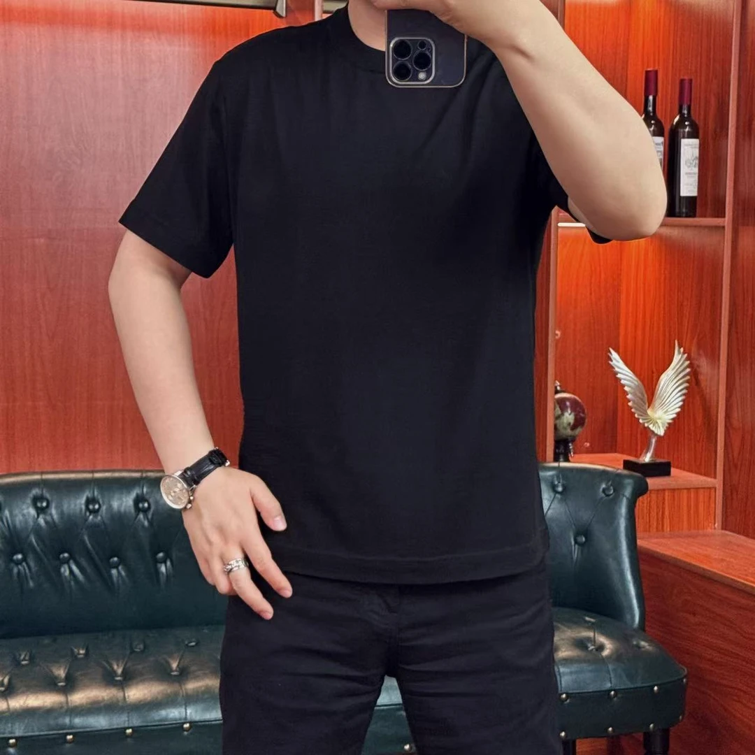 【品质男人】男士圆领短袖T恤纯色修身简约百搭时尚棉质夏季半袖