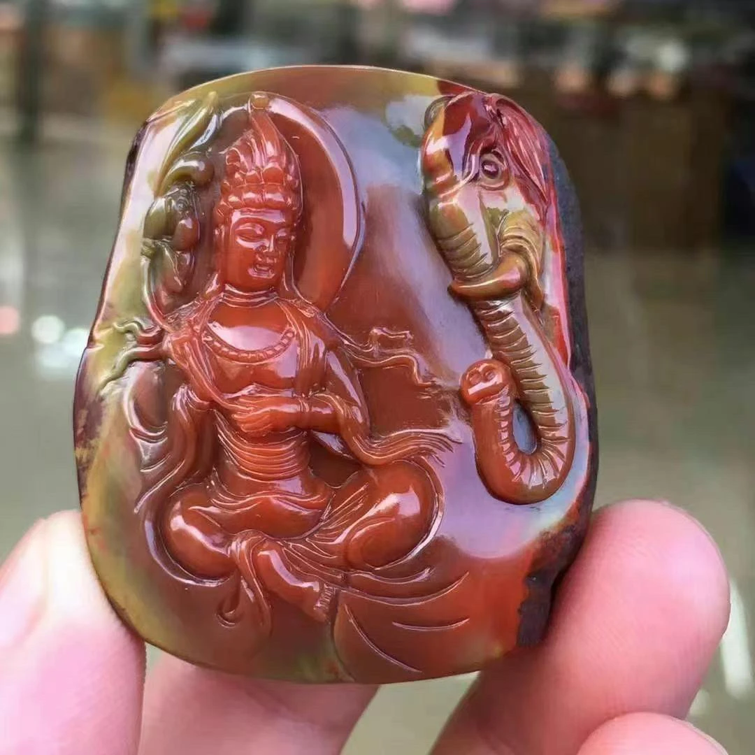 原矿天然云南保山大山包包浆普贤菩萨纯手工雕刻