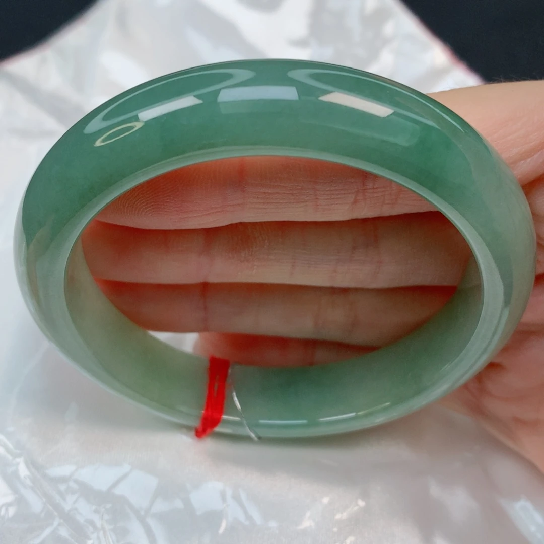 未镶嵌手镯翡翠58正圈，胶润湖水绿，完整，032