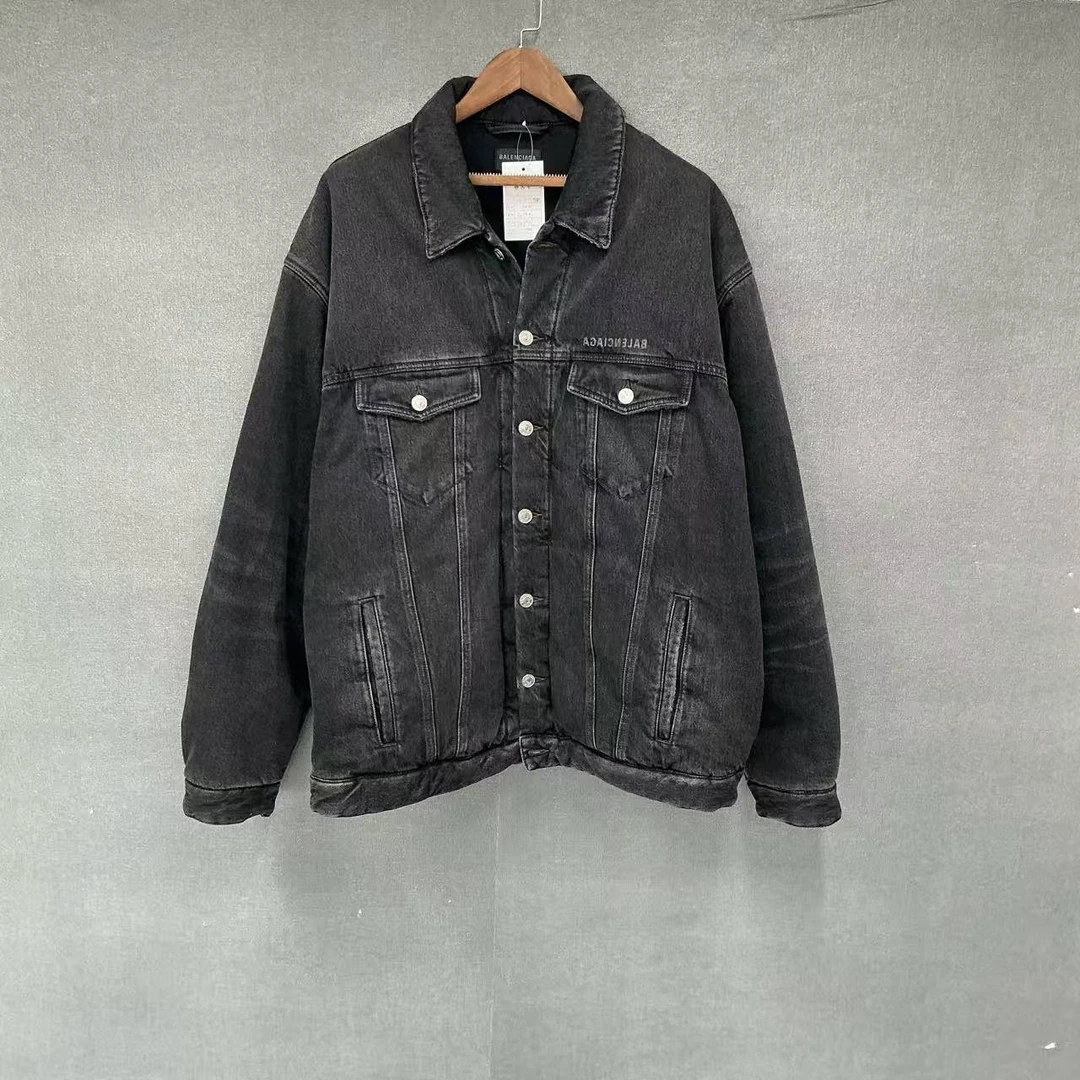 99新 Balenciaga/巴黎世家 （pm) 镜像字母牛仔棉服外套 44码/5504