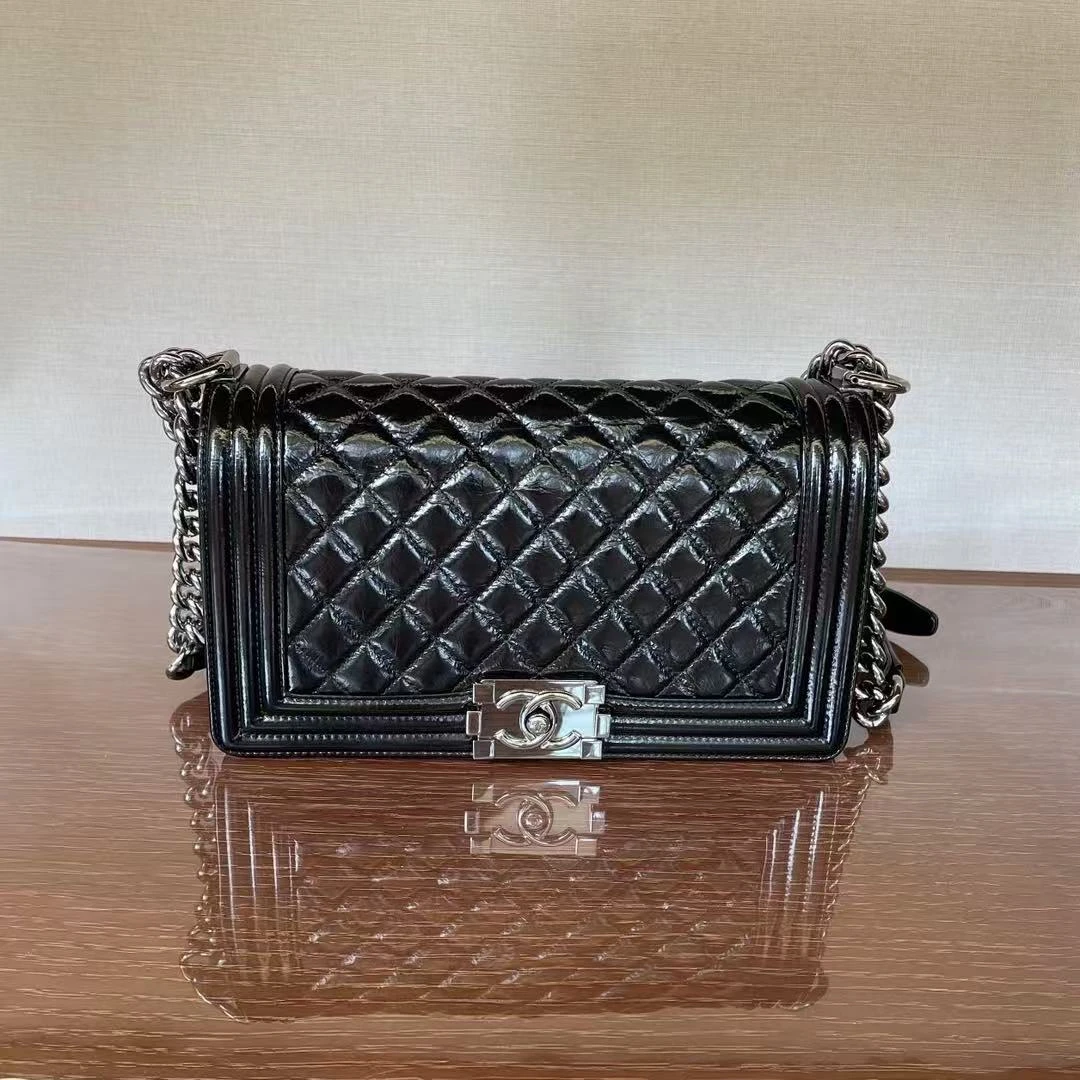 95新 Chanel/香奈儿 /青奢荟/leboy黑银油蜡牛中号//60861