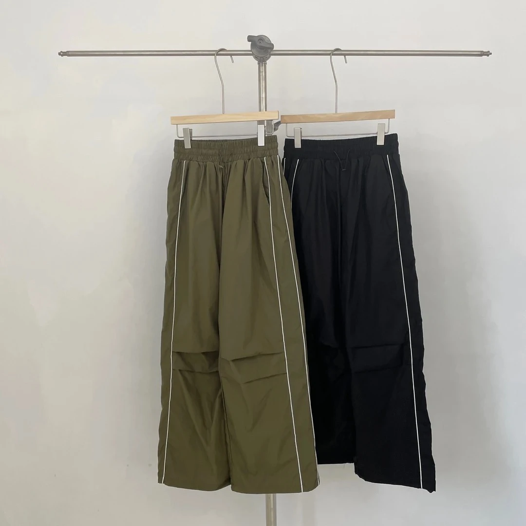 3066#HOPECONCEPT  美式复古中性风 机能流线侧缝阔腿工装裤