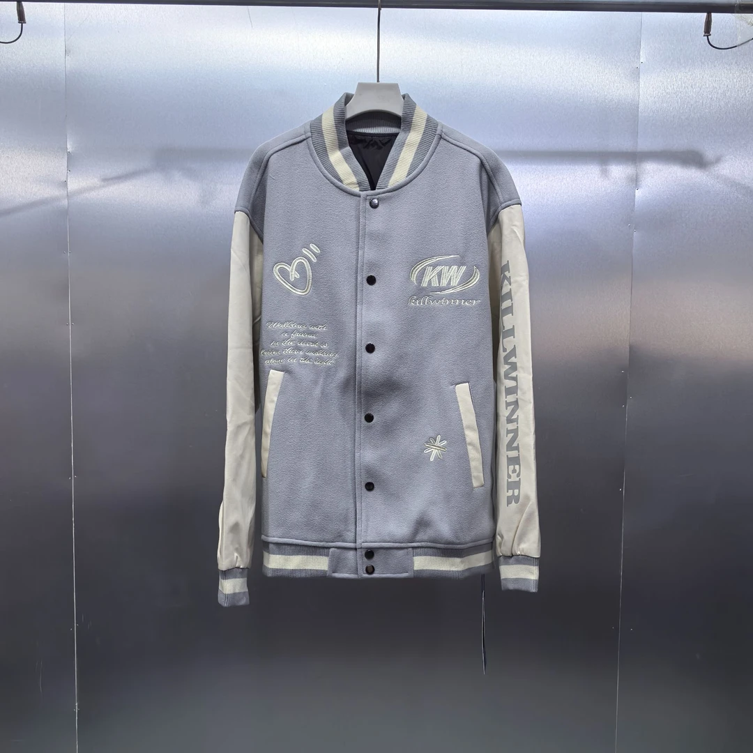 Q03-62103-KW(瑕疵染色)春秋季正面刺绣印花时尚棒球服外套